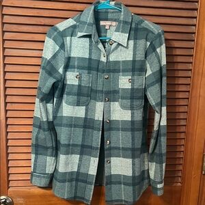 Blue and Gray Plaid Button-Up Shirt
